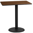 Flash Furniture 24'' x 42'' Rectangular Laminate Table Top, Walnut with 24'' Round Bar Height Table Base (XUWA2442TR24B)-Bar Height Hospitality Table