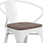Flash Furniture Metal Chair with Wood Seat & Arms - White-Integrated Arms