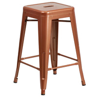 Flash Furniture 24" High Backless Copper Indoor-Outdoor Counter Height Stool-Stackable Industrial Style Modern Stool
