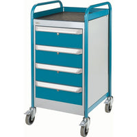 Kleton Single Pedestal Benches, 4 Drawer Cabinet-Heavy gauge steel cabinet with 1" round tube frame