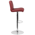Flash Furniture Contemporary Vinyl Adjustable Height Barstool with Rolled Seat and Chrome Base - Burgundy - 2 Pack-Burgundy Vinyl Upholstery