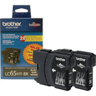 Brother LC65 Black Ink Cartridges, High Yield, Twin Pack (LC652PKS)-Yields up to 900 pages each cartridge, 1,800 pages total