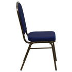 Flash Furniture HERCULES Series Crown Back Stacking Banquet Chair with Gold Vein Frame - Navy Blue Patterned Fabric-Crown Back Design