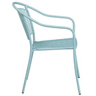 Flash Furniture Commercial Grade Indoor-Outdoor Steel Patio Arm Chair with Round Back - Sky Blue-Curved Round Back Design