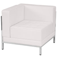 Flash Furniture HERCULES Imagination Series Contemporary Melrose Leather Left Corner Chair with Encasing Frame - White-Modular Chair