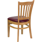 Flash Furniture HERCULES Vertical Slat Back Natural Wood Restaurant Barstool - 2 Pack-2.5" Thick Foam Padded Seat