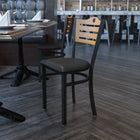 Flash Furniture HERCULES Series Black Slat Back Metal Restaurant Chair - Natural Wood Back, Black Vinyl Seat-Welded Joint Assembly