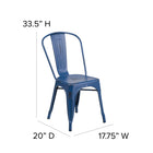 Flash Furniture Commercial Grade Distressed Antique Metal Indoor-Outdoor Stackable Chair - Blue-Floor Protector Rubber Glides