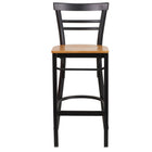 Flash Furniture HERCULES Series Black Two-Slat Ladder Back Metal Restaurant Barstool - Natural Wood Seat-Metal Barstool