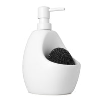 Umbra - Pompe à savon en céramique Joey avec éponge grattoir, blanc (330750-660)-Pompe à savon