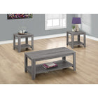 Monarch Specialties 7991P Table Set - 3Pcs Set/Grey-Each Table includes a shelf