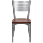 Flash Furniture HERCULES Series Slat Back Metal Restaurant Chairs with Cherry Wood Seat - Silver - 2 Pack-Set of 2 Metal Dining Chairs