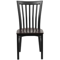 Flash Furniture HERCULES Series Black School House Back Metal Restaurant Chair - Walnut Wood Seat - 2 Pack-Set of 2 Metal Dining Chairs