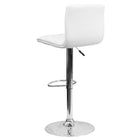 Flash Furniture Contemporary Vinyl Adjustable Height Barstool with Horizontal Stitch Back & Chrome Base - White - 2 Pack-White Vinyl Upholstery