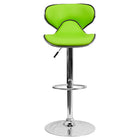 Flash Furniture 17 1/2" x 17 1/2" Cozy Mid-Back Vinyl Adjustable Bar Stool W/Chrome Base, Green, 2 Pack-Swivel Seat