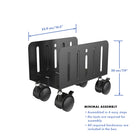 ShoppingAll Adjustable Mobile Computer Tower Stand - Black-Mobility: The cart features 4 lockable caster wheels for easy mobility