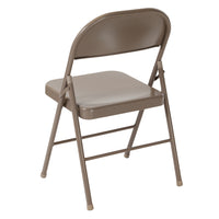 Flash Furniture HERCULES Series Double Braced Metal Folding Chairs - Beige - 4 Pack-Set of 4 Metal Folding Chairs