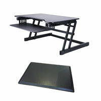 Rocelco 32" Adjustable Sit/Stand Laptop Desk Riser with Anti Fatigue Mat - Grey-Adjustable Desk Riser sits on desk and suppors a monitor, keyboard and laptop.
