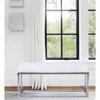 Plata Decor Cisne Chrome Bench with Leather Top - White-No assembly required