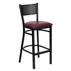 Flash Furniture HERCULES Series Black Grid Back Metal Restaurant Barstool - Burgundy Vinyl Seat-500 lb. Weight Capacity