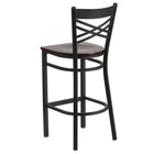 Flash Furniture HERCULES Series Black "X" Back Metal Restaurant Barstool with Walnut Wood Seat - Black-Walnut Finished Wood Seat