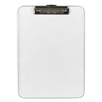 Charles Leonard – Planchette à pince en plastique, transparent, 5/ensemble (CHL89710)-Plastique moulé par injection robuste et durable avec bords lisses. Pince plate avec prises en caoutchouc pour maintenir le papier solidement. Crochet rétractable pour suspendre. Couleurs translucides contemporaines. Cette planchette est également dotée d’une règle de 12 po en pouces d’un côté et en centimètres de l’autre côté. Format lettre.