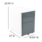 Flash Furniture Modern 3-Drawer Locking Letter/Legal Mobile Filing Cabinet with Anti-Tilt Mechanism - White-Designed to fit under most tables and desks
