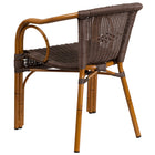 Flash Furniture Cadiz Series Rattan Restaurant Patio Chair with Red Bamboo-Aluminum Frame, Dark Brown (SDAAD632009D2)-Curved Back