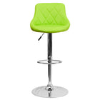 Flash Furniture Contemporary Green Vinyl Bucket Seat Adjustable Height Barstool with Diamond Pattern Back & Chrome Base-Contemporary Style Stool