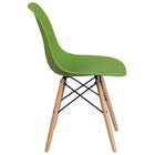 Flash Furniture Elon Series Green Plastic Chair with Wooden Legs-Back Width: 11'' - 16''