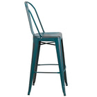 Flash Furniture 30" High Distressed Kelly Blue-Teal Metal Indoor-Outdoor Barstool with Back-Curved Back with Vertical Slat