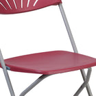 Flash Furniture HERCULES Series Burgundy Plastic Fan Back Folding Chair-Contoured Back and Seat