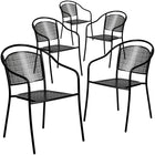 Flash Furniture Chaise de patio noire en acier pour intérieur et extérieur avec dossier rond, lot de 5-Quantité de pile: 8