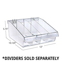 Azar Displays Deep Clear Divider Bin, 10.12", 4 Pack (556130)-Clear Acrylic