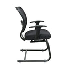 Chaise visiteur SPACE avec dossier AirGrid et assise en tissu maillé avec base traîneau, noire-Base traîneau robuste