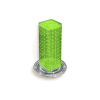 Azar Displays 12" x 4" x 4" 4-Sided Revolving Pegboard Counter Display, Green (700220-GRE)-Interlocking four-sided pegboard tower and stands on 9" diameter revolving clear plastic base
