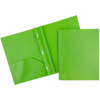 JAM Paper Plastic POP Two Pocket Clasp School Folders with Prong Clip Fasteners - Lime Green - 12 Pack (382ECligrg)-Size: 2.75x1.75"