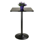 Winsome Pub Table Square MDF Top With Black Legs And Base, Black-Square counter island height table in black
