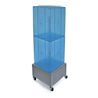 Azar Displays 40" x 14" x 14" Wheeled 4-Sided Interlocking Pegboard Floor Display, Blue (701415-BLU)-Sign holder strip is included