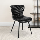Flash Furniture Bristol Contemporary Upholstered Chair - Black Vinyl-Floor Protector Plastic Glides