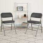 Flash Furniture HERCULES Premium Curved Triple Braced & Double Hinged Fabric Metal Folding Chair - Grey-Riveted Steel Components