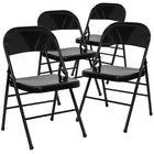 Flash Furniture Hercules Series Triple Braced & Quad Hinged Metal Folding Chair, Black, 4 Pack-Set of 4 Metal Folding Chairs