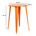 Table ronde 30 po en métal orange à hauteur de bar, intérieur/extérieur (CH-51090-40-OR-GG)-30 larg. x 30 prof. x 41 haut. (po)