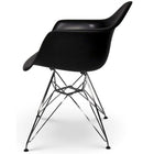 Nicer Furniture Eiffel Style Armchair with Chrome Legs - Black - 4 Pack-Straight metal Eiffel dowel legs with floor protectors for hardwood floor