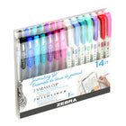 Zebra Mildliner Highlighter and Sarasa Clip Gel Ink Pen Journaling Set - Assorted Colours - 14 Pack-Pack includes Sarasa Clip: black, purple, blue green, light pink, magenta, light blue, pale blue and Mildliners: gray, red, pink, violet, blue green, dark blue, smoke blue