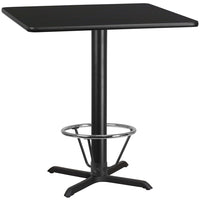 Flash Furniture Laminate 42" Square X-Base Table, Black (XUBK4242T33B4F)-Bar Height Hospitality Table