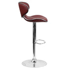 Flash Furniture 17 1/2" x 17 1/2" Cozy Mid-Back Vinyl Adjustable Bar Stool with Chrome Base, Burgundy, 2 Pack-Burgundy Vinyl Upholstery