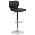 Tabouret de bar contemporain à hauteur ajustable en vinyle noir avec base chromée (CH-132330-BK-GG)-Conception à dossier bas