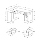 Monarch Specialties 7431 Computer Desk - Black/Grey Top Corner W/ Tempered Glass-Product dimensions: 60 in. W x 55.25 in. D x 30 in. H; desk dimensions: 60 in. W x 23.75 in. D x 30 in. H; side table: 31.25 in. W x 15.5 in. D x 30 in. H