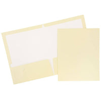 JAM Paper Glossy Two Pocket Presentation Folders, Ivory, 50 Pack-Ivory Glossy Presentation Folders